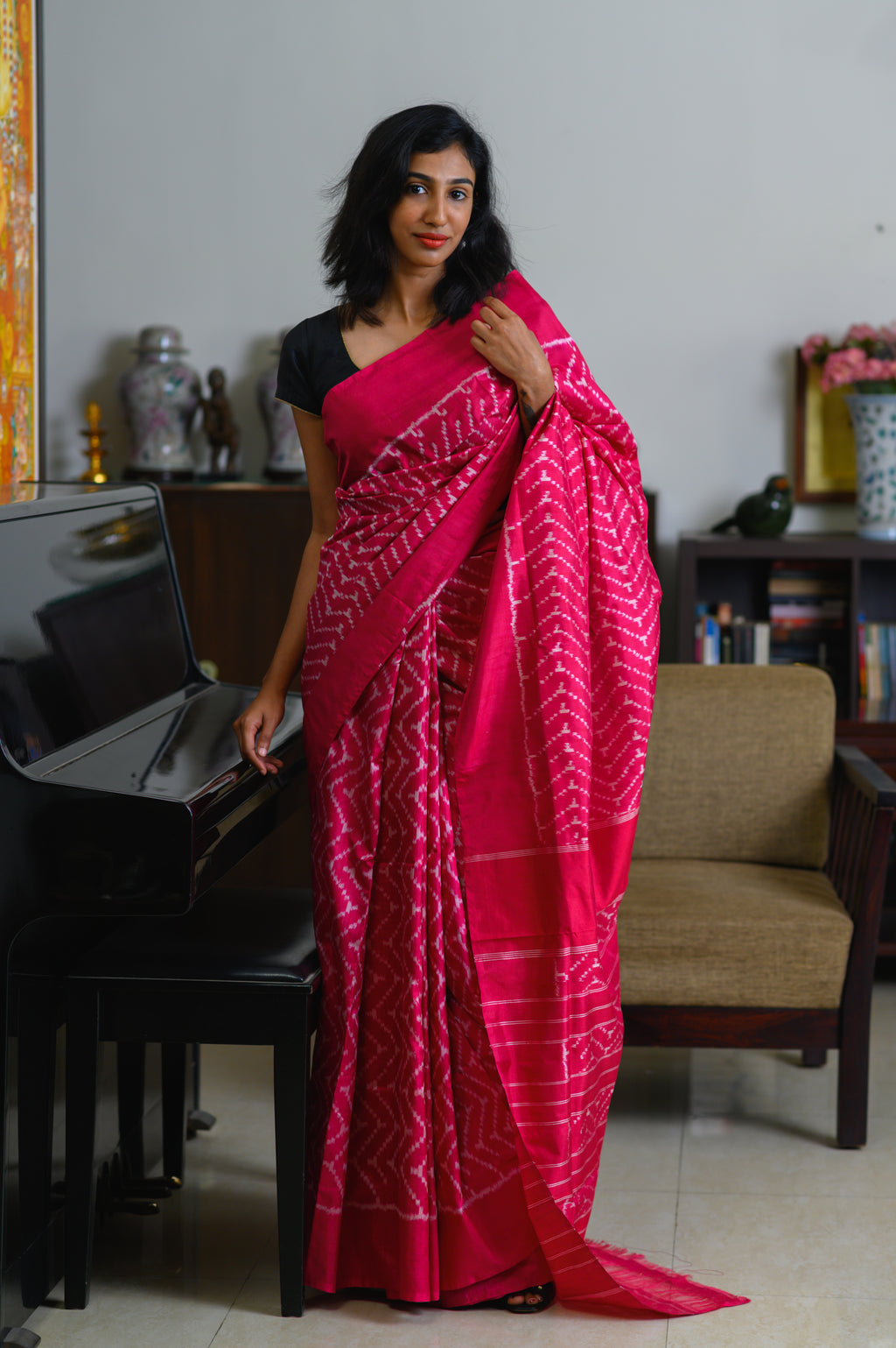 Bubblegum Rani Handwoven Single Ikkat Silk