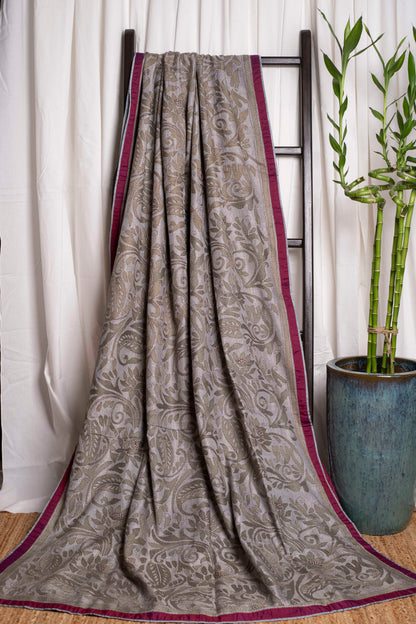 Wine Dark Sea Kantha in Handwoven Pure Silk