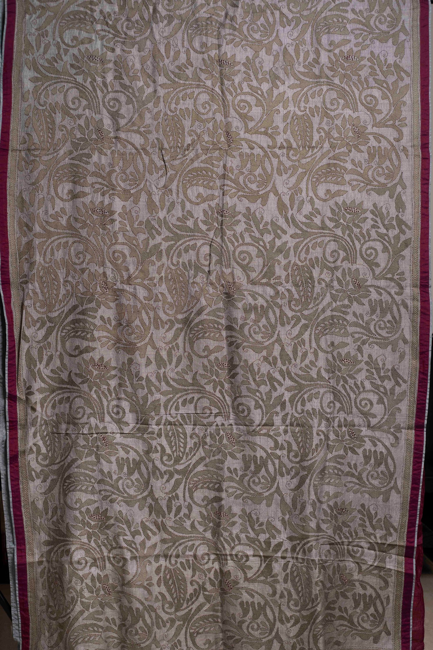 Wine Dark Sea Kantha in Handwoven Pure Silk