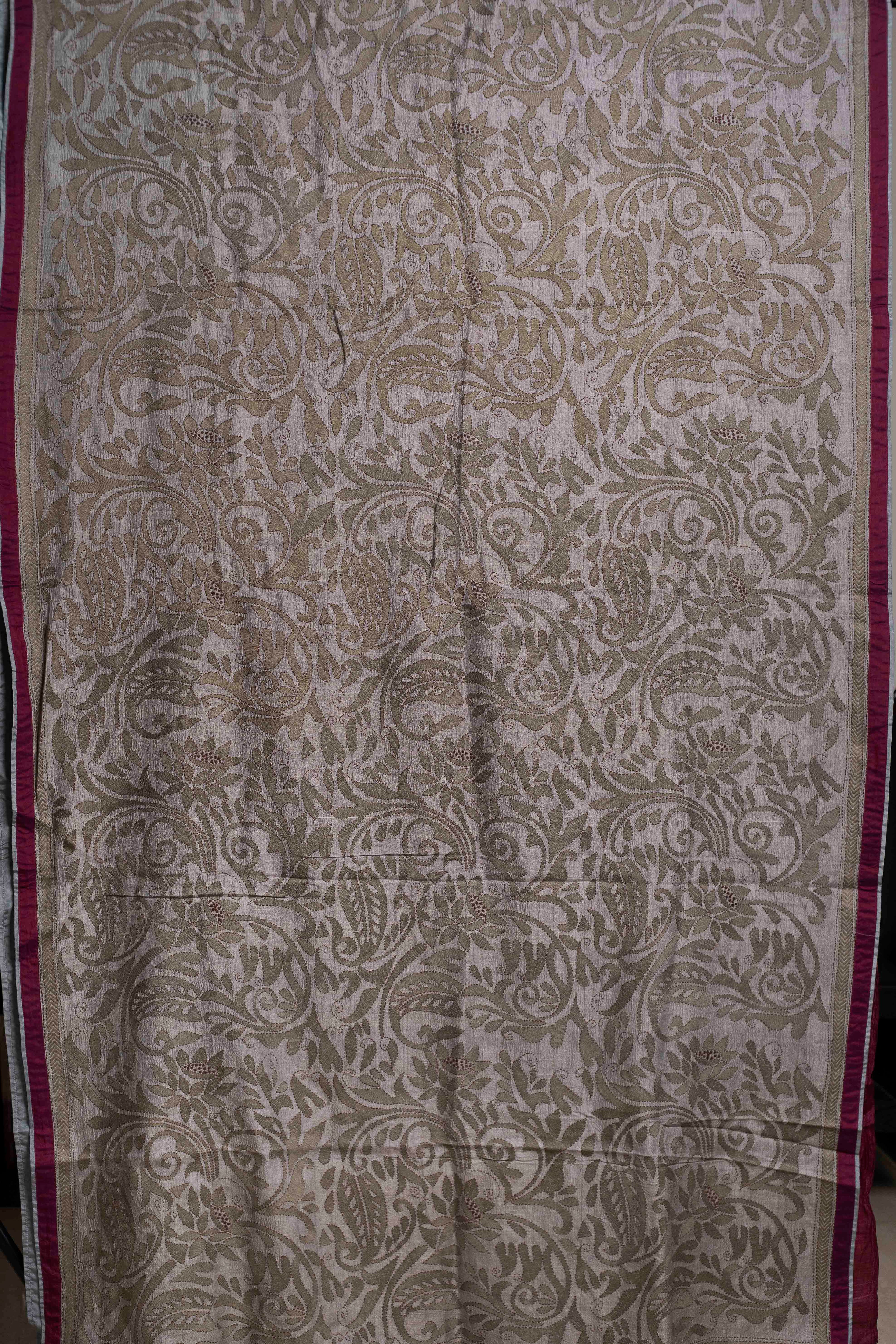 Wine Dark Sea Kantha in Handwoven Pure Silk