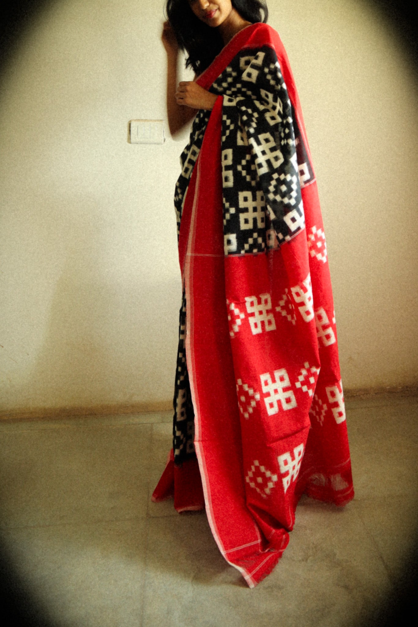 Kolam Handwoven Double Ikkat Cotton Telia Rumaal
